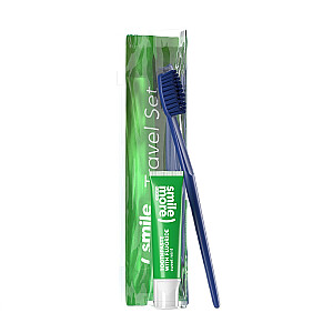 HISKIN SET Зубная паста Улыбка 30мл + Зеленая зубная щетка + косметичка