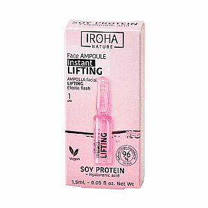 IROHA NATURE Instant Flash Lifting Face Ampoule liftinga-nostiprinoša ampula sejai ar sojas proteīnu un hialuronskābi 1,5 ml