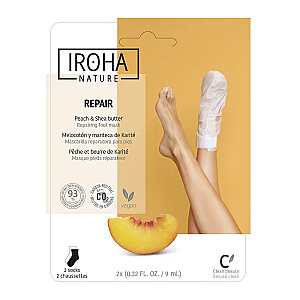 IROHA NATURE Repair Foot Mask atjaunojoša pēdu maska zeķu veidā ar persiku un šī sviestu 2x9ml