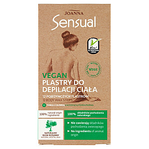 JOANNA Sensual ķermeņa depilācijas sloksnes Vegan Natural Plant Wax 12 gab.