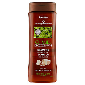JOANNA Tradicionālā recepte, normalizējošs šampūns taukainiem matiem, normalizējošs šampūns taukainiem matiem, apiņi un alus raugs, 300 ml