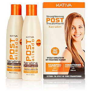 KATIVA SET Keratīna šampūns pēc iztaisnošanas procedūras 250 ml + kondicionieris 250 ml