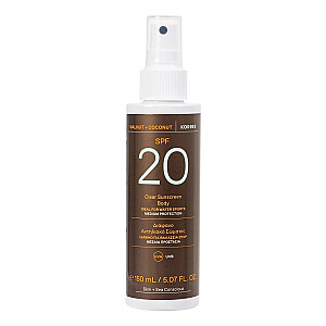 KORRES Walnut Coconut Clear Body Sunscreen SPF20 защитный спрей для тела 150 мл