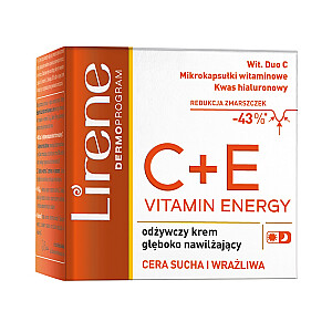LIRENE Vitamin Energy C+E barojošs krēms, grumbu izlīdzinošs, dziļi mitrinošs sausai un jutīgai ādai 50ml