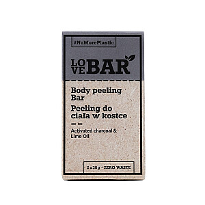 LOVE BAR Body Peeling Bar Kūno šveitimo kubeliai su aktyvuota anglimi ir kalkėmis 2x30g