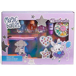 MARTINELIA SET Magic Baller Beauty nagu laka 3 gab. + lūpu spīdums 1 gab. + nagu uzlīmes + kosmētikas somiņa