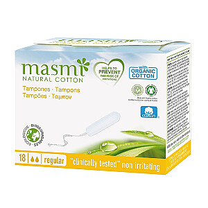 MASMI Tampons Organiskās kokvilnas tamponi Regular 18 gab. 