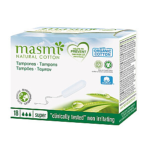 MASMI Tampons Organiskās kokvilnas tamponi Super 18 gab.