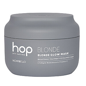 MONTIBELLO HOP Blonde Glow izgaismojoša maska, kas neitralizē spīdumus blondiem un balinātiem matiem 200ml