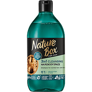 NATURE BOX For Men 3в1 Шампунь для очищения волос, тела и лица с маслом авокадо Орех 385мл