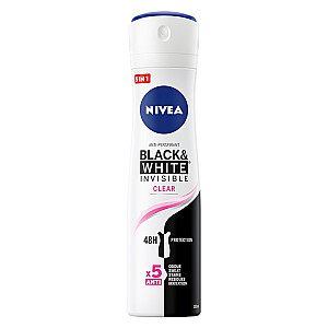 NIVEA Invisible Black&White спрей-антиперспирант 48H Clear 150мл