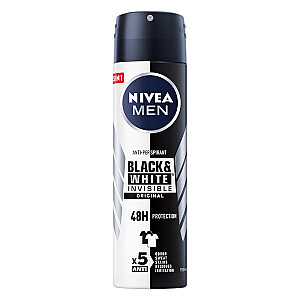 NIVEA Men Invisible Black&White izsmidzināms-pretsviedru līdzeklis 48H Original 150 ml
