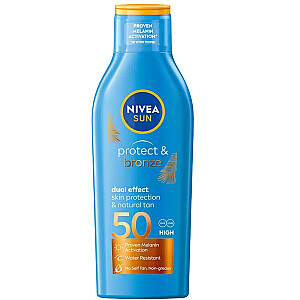 NIVEA Sun Protect & Bronze saules aizsarglosjons, kas aktivizē dabisko iedegumu SPF50 200ml