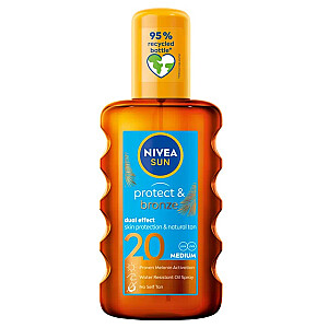 NIVEA Sun Protect & Bronze izsmidzināma iedeguma eļļa, aktivizē dabisku iedegumu SPF20 200ml