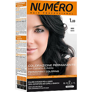 Профессиональная краска для волос NUMERO Pernament Coloring With Oat Extract 1 Black 140мл