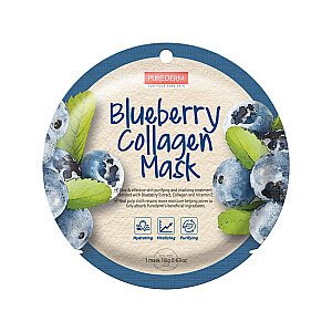PUREDERM Blueberry Collagen Mask lokšņu maska ar mellenēm 18g