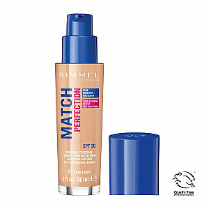 RIMMEL Match Perfection Foundation SPF20, pielāgojas sejas krāsai 81 Fair Ivory, 30 ml