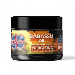 RONNEY Babassu Oil Professional Mask Energizing Therpay For Color & Matte Hair enerģijas maska krāsotiem un blāviem matiem ar babasū eļļu 300ml