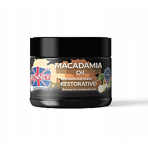 RONNEY Macadamia Oil Professional maska Restorative Therapy For Weak &amp; Dry Hair stiprinoša maska ar makadāmijas eļļu sausiem un vājiem matiem 300ml 
