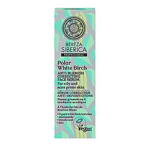 SIBERICA PROFESSIONAL Bereza Polar White Birch Anti-Blemish Correcting Face Serum Vegānisks sejas serums pret nepilnībām taukainai un ar pinnēm pakļautai ādai 30ml