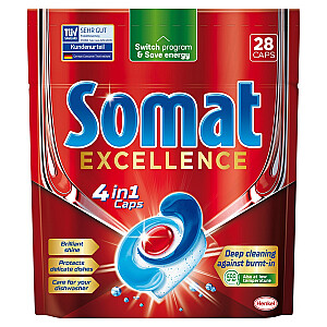 SOMAT Excellence 4in1 Caps Trauku mazgājamās mašīnas kapsulas 28 gab.