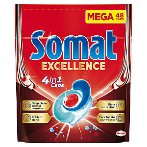 SOMAT Excellence 4in1 Caps Trauku mazgājamās mašīnas kapsulas 48 gab.