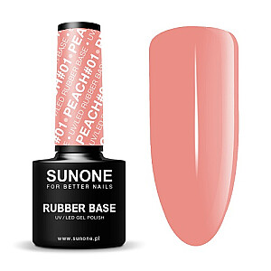 SUNONE UV/LED gēla laka Color Rubber Base hibrīda laka Peach 01 5ml