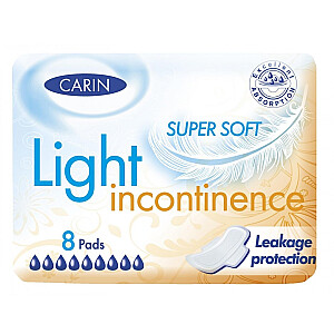 CARIN Light Inkontinence Super Soft nesaturēšanas paliktņi 8 gab.