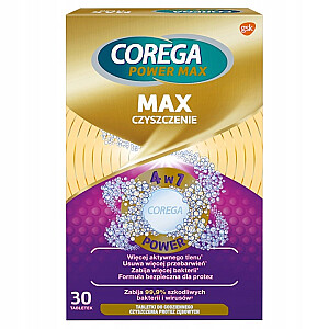 Таблетки COREGA Power Max 4в1 для зубных протезов 30 шт.