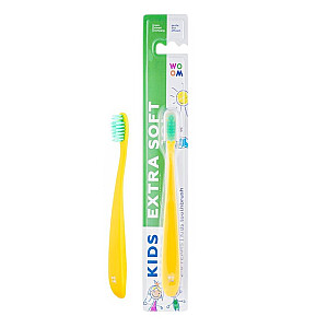 WOOM Toothbrush Kids Extra Soft 2-6 gadi, ļoti maiga zobu birste bērniem.