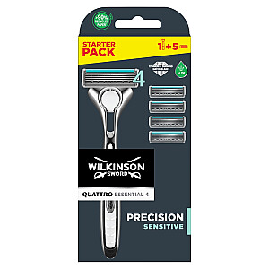 WILKINSON SET Sword Quattro Titanium Sensitive безопасная бритва со сменными лезвиями 1шт + сменные лезвия 4шт