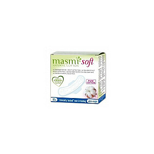 MASMI Soft Night Ultra-Thin Pads īpaši plāni nakts paliktņi ar spārniem no dabīgas kokvilnas 10 gab.