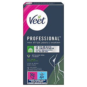 VEET Easy-Gelwax полоски для депиляции, воск для сухой кожи тела, 12 шт.