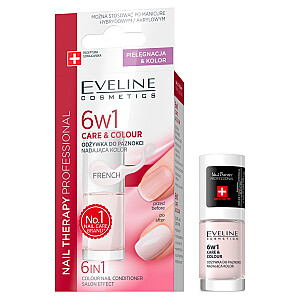 EVELINE Nail Therapy Care&amp;Color 6in1 nagu kondicionieris, piešķir franču krāsu, 5ml