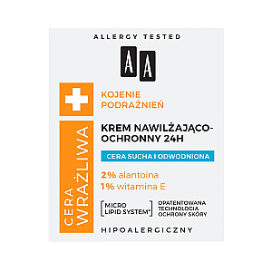 AA Sensitive Skin Soothing Irritations Mitrinošs un aizsargājošs krēms 24h sausai un dehidrētai ādai 50 ml