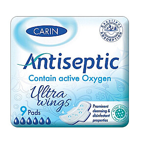 CARIN Antiseptic Ultra Wings ультратонкие гигиенические прокладки с крылышками 9 шт.