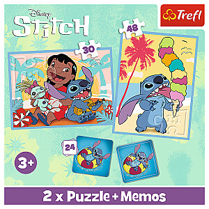 TREFL STITCH Puzles komplekts 30 gab + 48 gab + 24 memo