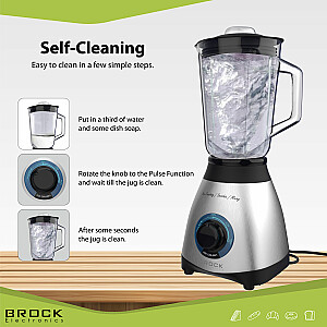 BROCK Blenderis. 1.5 L stikla trauks 500W