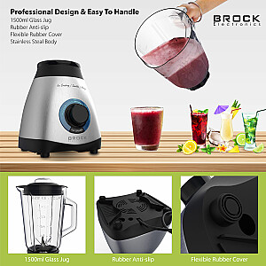 BROCK Blenderis. 1.5 L stikla trauks 500W