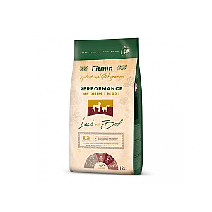 FITMIN Medium Maxi Performance Lamb ar liellopu gaļu - sausā suņu barība - 12kg