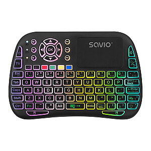 SAVIO KW-04 bezvadu RGB aizmugurgaismojuma tastatūra BT+2.4GHz TV Box Smart TV konsoles PC