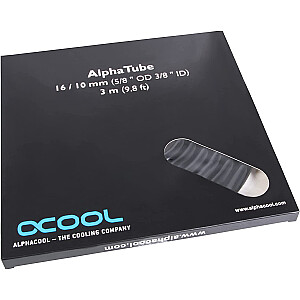 Alphacool AlphaTube HF 16/10 (3/8 collu ID) - UV melns 3 m, šļūtene (melna)