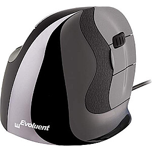 Evoluent Vertical D Mouse (melna/sudraba, maza, labā)