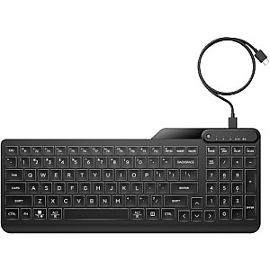 Проводная круглосуточная клавиатура HP 405 USB-C с подсветкой, влагозащищенная, дезинфицируемая, программируемая, регулируемый наклон и яркость светодиода — черный — RU ENG