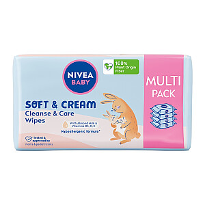 NIVEA Baby Soft&amp;Cream mitrās salvetes 4x57 gab.
