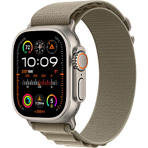 Apple Watch Ultra 2, viedpulkstenis (olīvu zaļš, 49 mm, Alpine Loop, titāna futrālis, mobilais tālrunis)