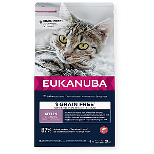 EUKANUBA Grain Free Kitten Salmon - sausā barība kaķiem - 2kg