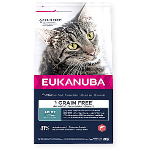 EUKANUBA Grain Free Adult Salmon - сухой корм для кошек - 2 кг