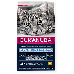 EUKANUBA Sterilizētā/Svara kontroles Vistas gaļa - sausā kaķu barība - 2 kg