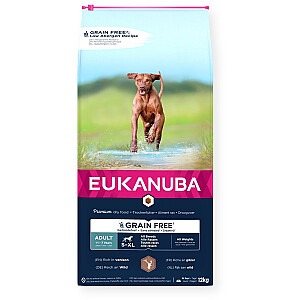 EUKANUBA Grain Free Adult All Breeds Brieža gaļa - sausā suņu barība - 12 kg